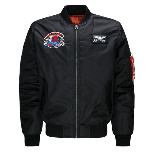 Men's  low-profile flight bomber with embroidered crests sleeve zipper utility pocket and insulated orange lining Nord Taschen