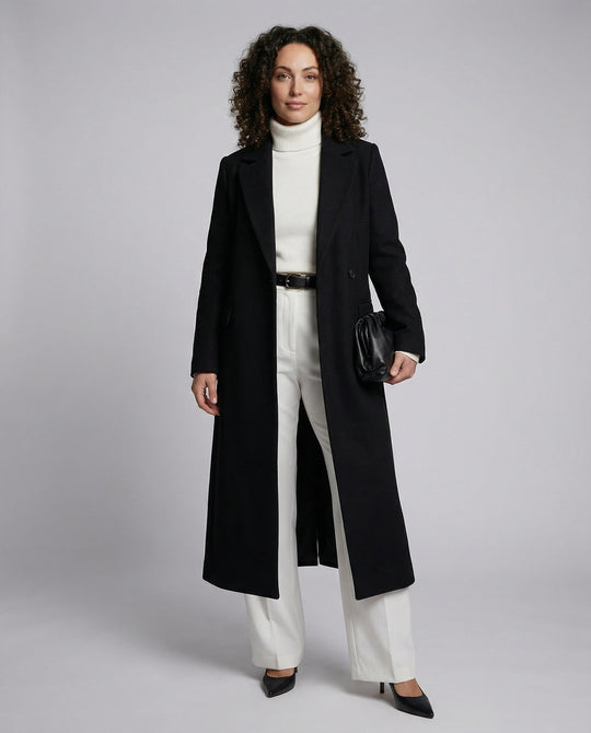 Lässiger Schwarzer Wintermantel Damen