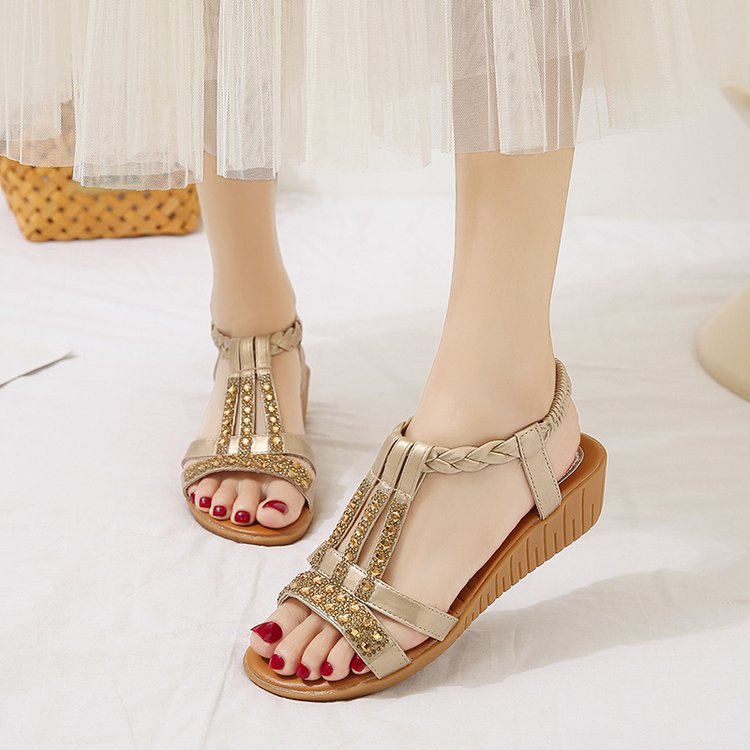Sandalen mit Offener Zehe und Strass