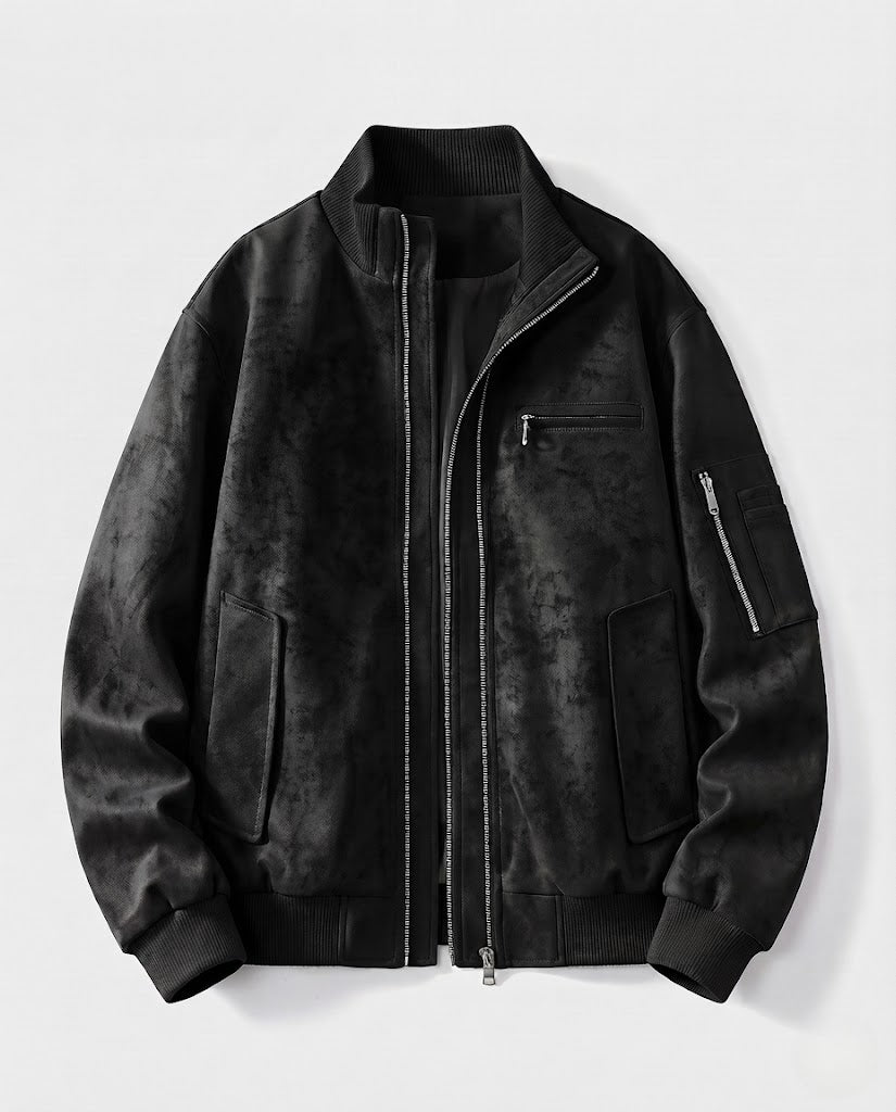 Herren Oversized Bomberjacke mit Stehkragen und Utility-Ärmeltasche Nord Taschen