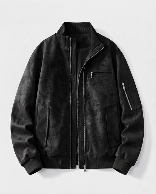 Herren Oversized Bomberjacke mit Stehkragen und Utility-Ärmeltasche Nord Taschen
