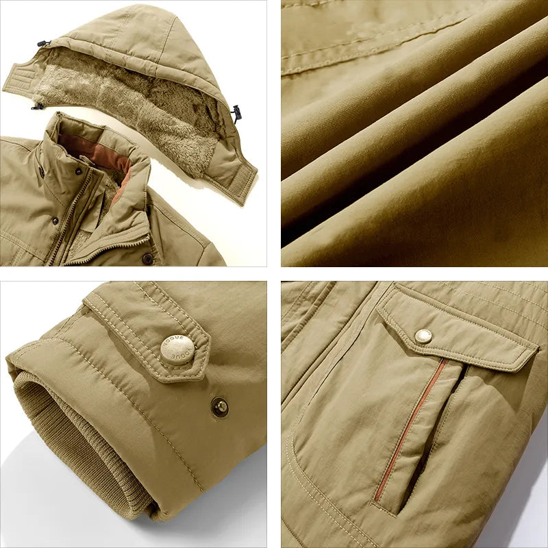 Herren Winterjacke Taktisch Wasserdicht mit Abnehmbarem Kapuze