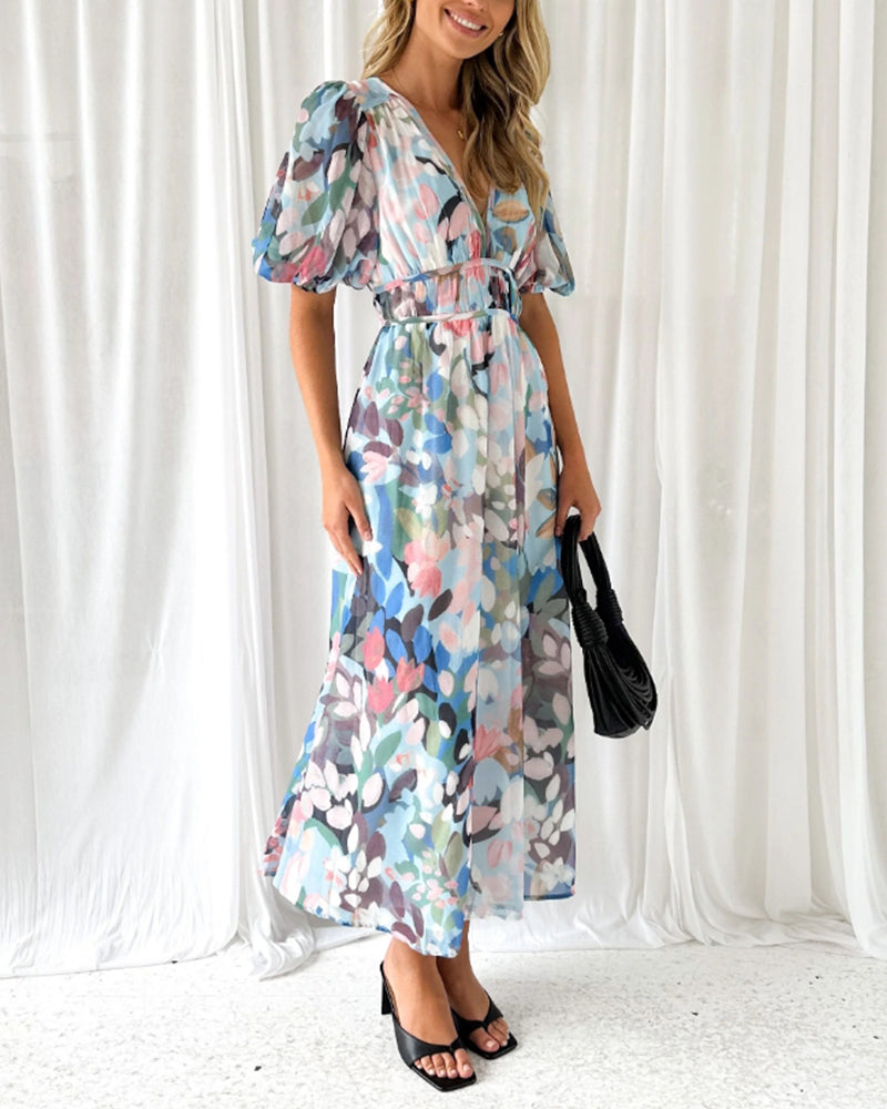 Boho Blumen Maxi Kleid