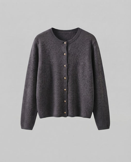 Damen Feiner Wollmix‑Knopfcardigan mit dekorativen goldfarbenen Druckknöpfen Nord Taschen