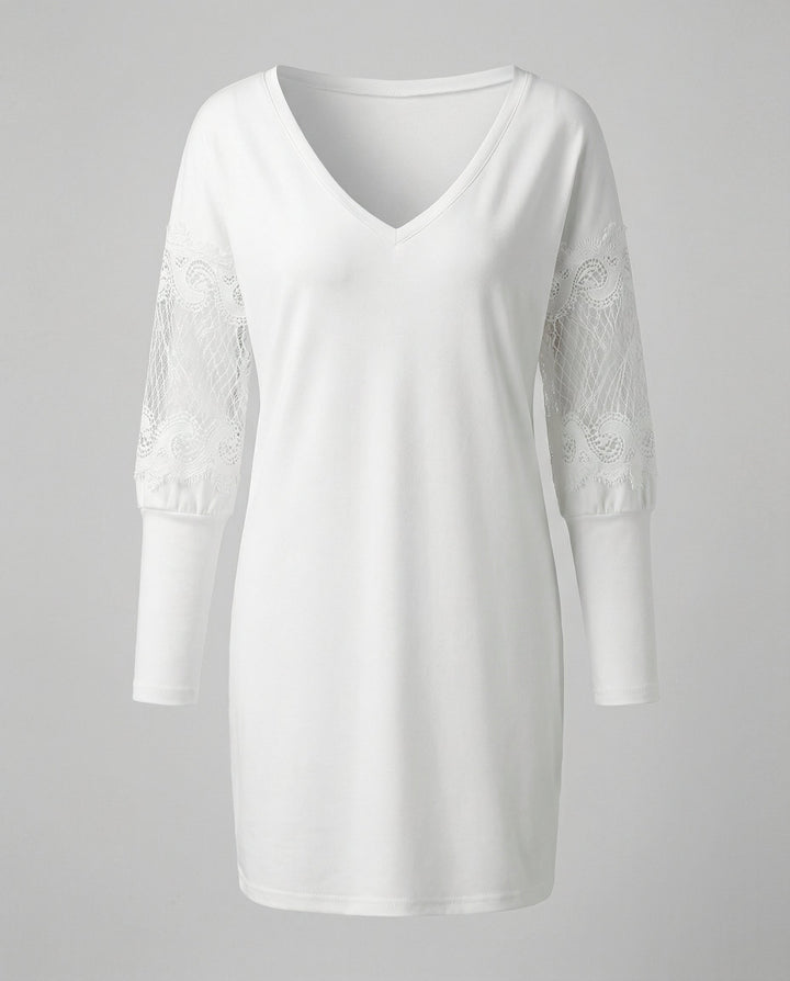 Schwarzes Blumen Mesh Midikleid