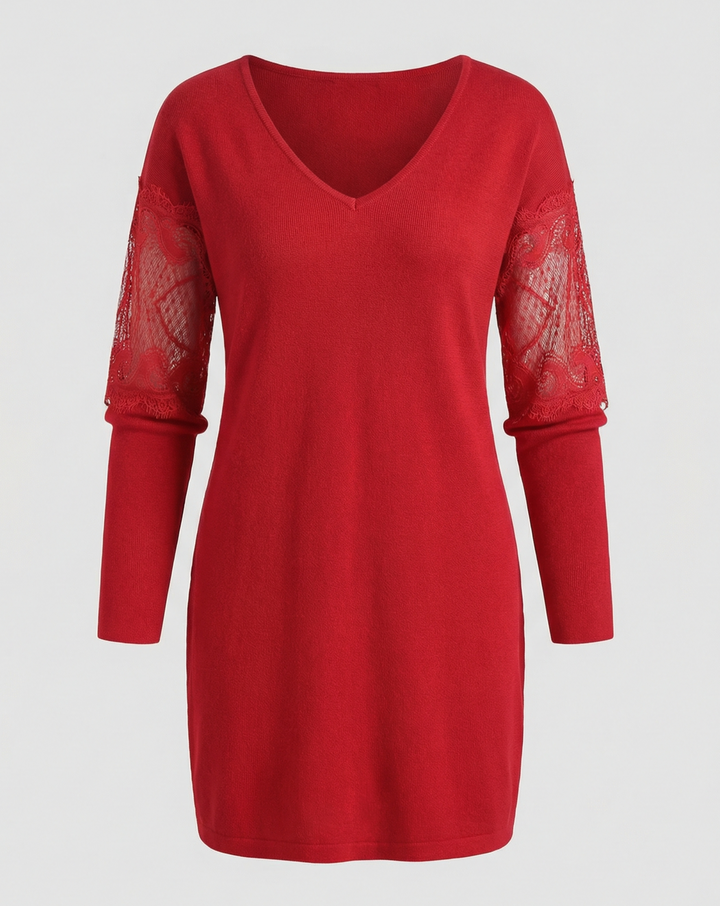 Schwarzes Blumen Mesh Midikleid