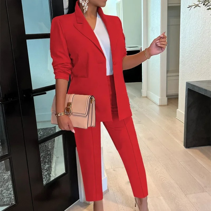 Schicke Herbst Bürostil Blazer und Hosen Set für Frauen