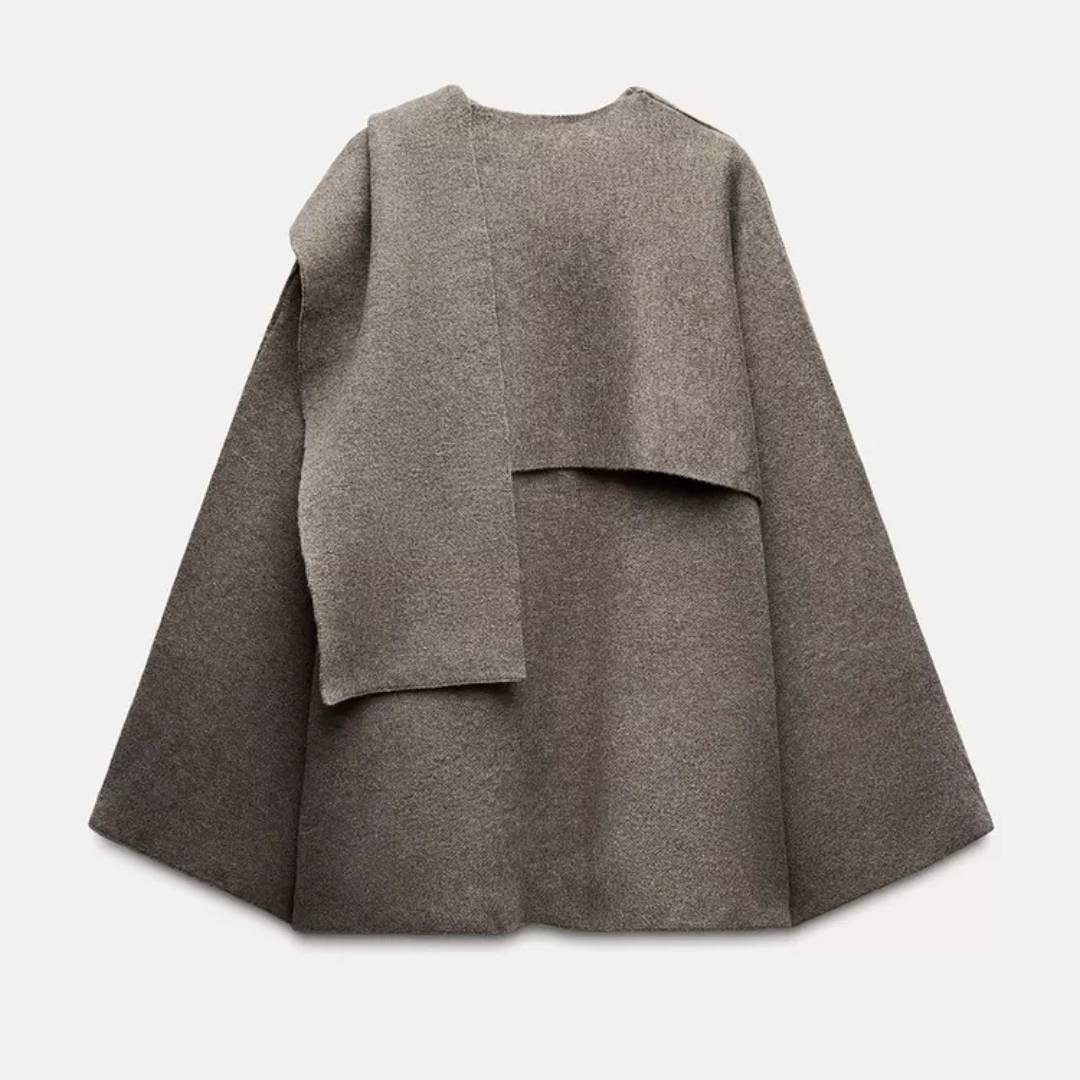 Oversized Wickelmantel - Wollmischung - Elegante Passform - Lange Weite Ärmel