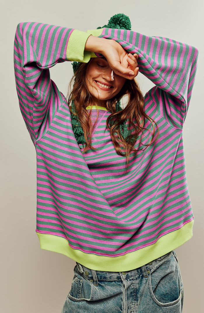 Nord Taschen | Oversized Gestreiftes Damen Sweatshirt