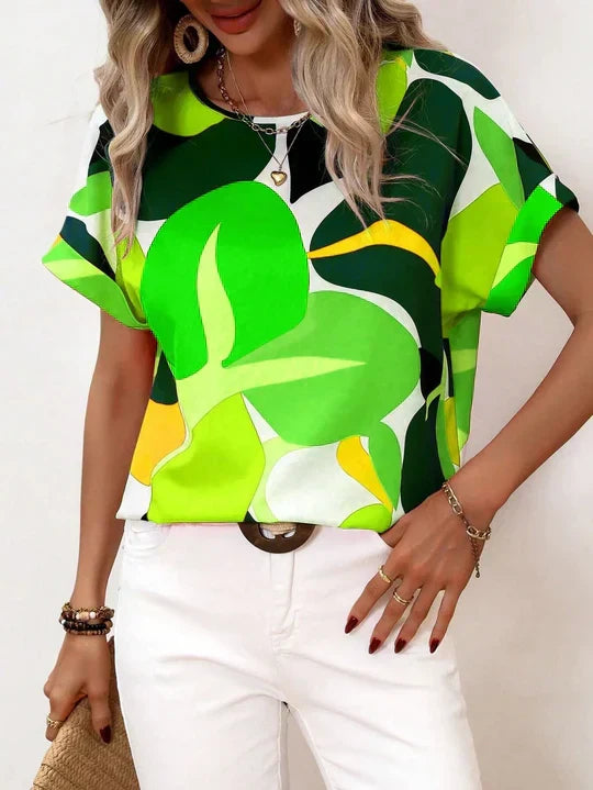 Kurzarmbedruckte Bluse