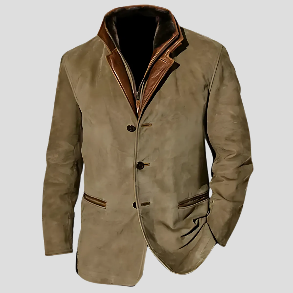Retro Kontrastkragenjacke für Herren