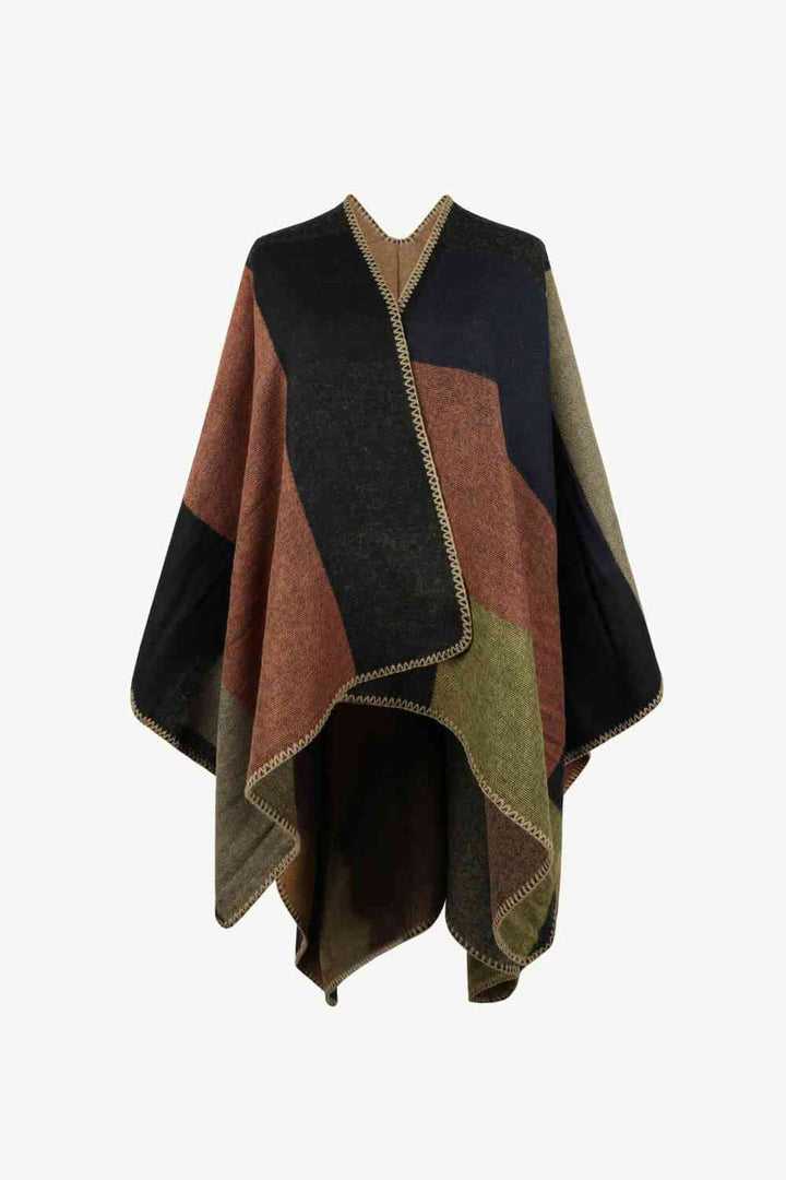Poncho Mit Offenem Design Und Satten Farbtönen