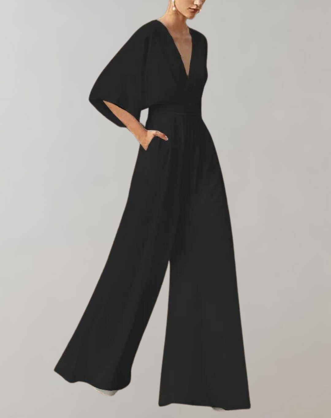Nord Taschen Damen Jumpsuit mit V-Ausschnitt und weitem Bein