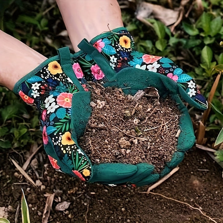 Atmungsaktive Gartenhandschuhe mit Blumenmuster