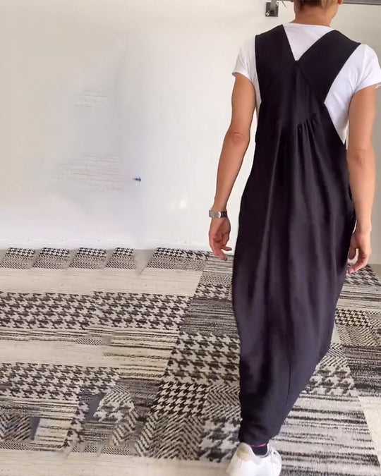Kleid Lässig Einfarbig Hosenträger