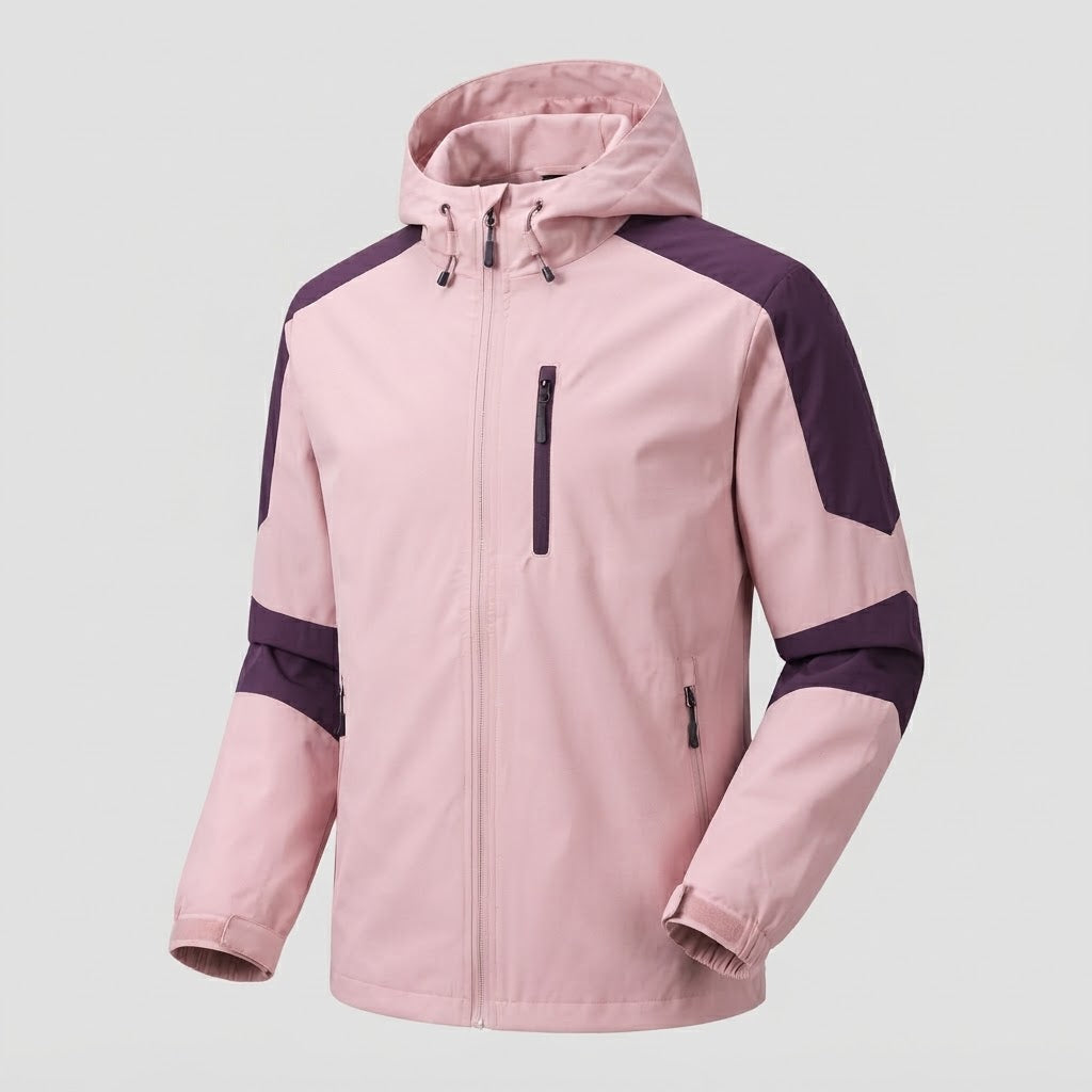 Leichte wasserabweisende Kapuzen-Softshelljacke für Herren mit Kontraststreifen und Brustreißverschluss Nord Taschen
