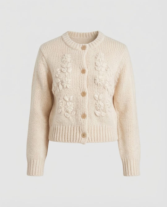 Damen Grobstrick-Cardigan mit Bobble‑Details, Rundhalsausschnitt und Perlmuttknopfleiste Nord Taschen