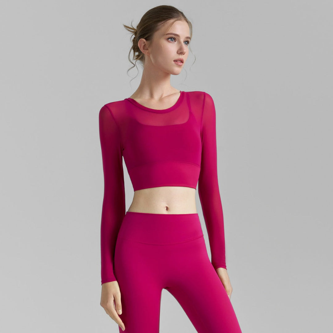Fake zwei sexy Mesh-Yoga-Kleidung