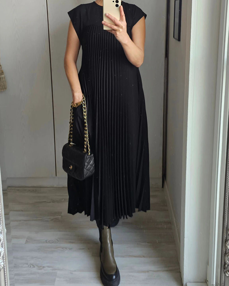 Elegantes Plissee-Kleid Einfarbig Ärmellos