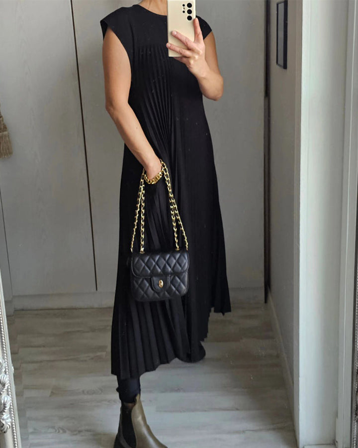 Elegantes Plissee-Kleid Einfarbig Ärmellos