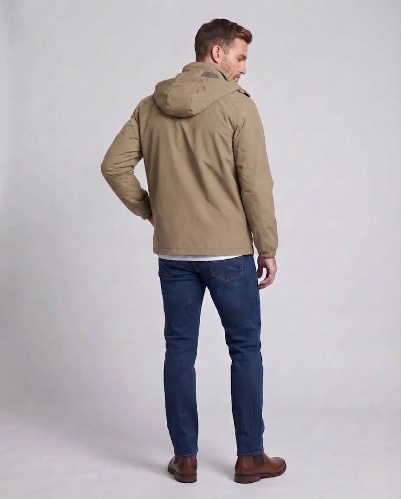 Herren Leichte Atmungsaktive Kapuzenjacke für den Außenbereich mit Brusttasche und Verdecktem Reißverschluss Nord Taschen