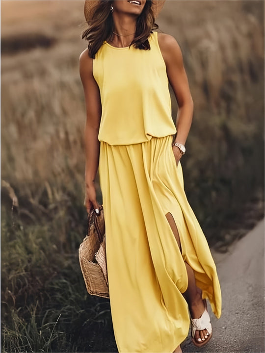 Hüftfallendes Maxikleid mit Schlitz
