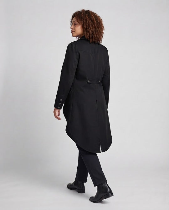 Damen Langmantel mit asymmetrischem Schnitt und aufwändigen Knopfdetails Nord Taschen