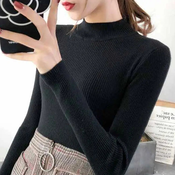 gerippter Wollpullover für Damen