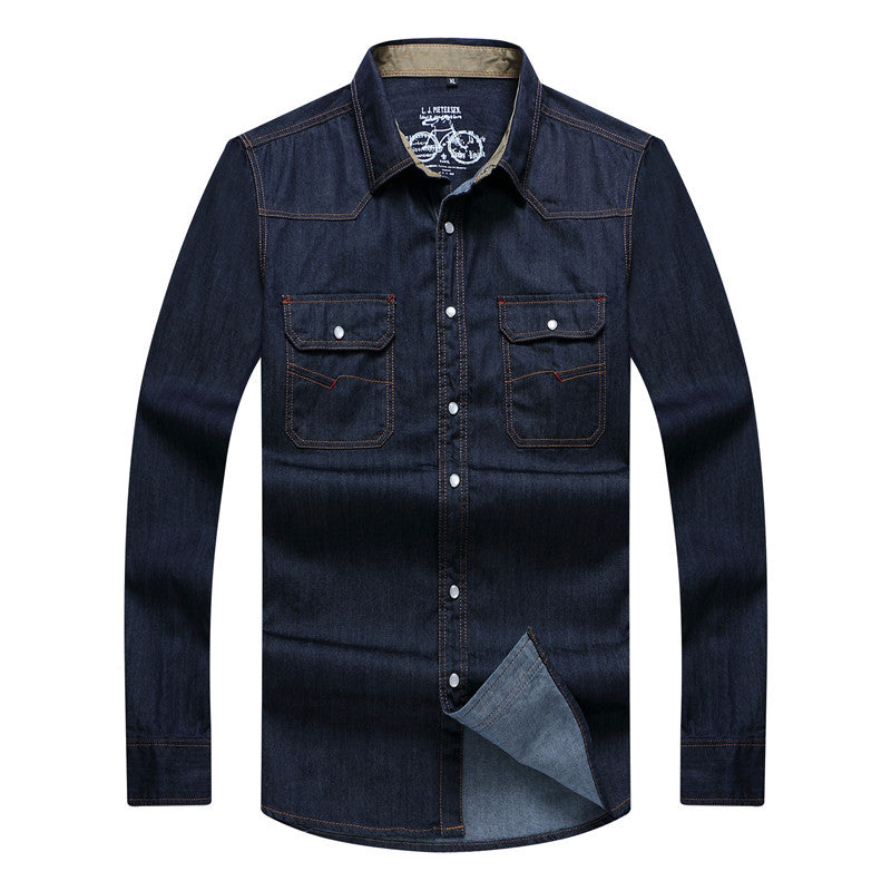 Herren Robust-geschnittenes Jeanshemd mit Pattentaschen und Vintage-Waschung Nord Taschen