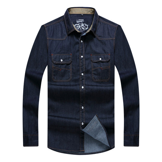 Herren Robust-geschnittenes Jeanshemd mit Pattentaschen und Vintage-Waschung Nord Taschen