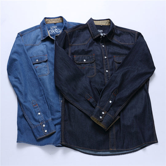 Herren Robust-geschnittenes Jeanshemd mit Pattentaschen und Vintage-Waschung Nord Taschen