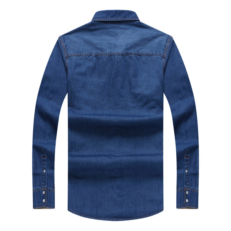 Herren Robust-geschnittenes Jeanshemd mit Pattentaschen und Vintage-Waschung Nord Taschen