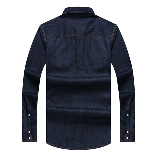 Herren Robust-geschnittenes Jeanshemd mit Pattentaschen und Vintage-Waschung Nord Taschen