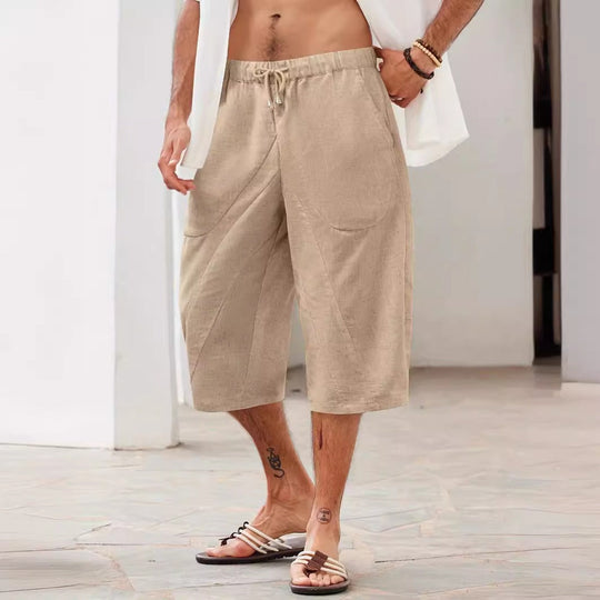 Shorts mit Taschen aus Baumwolle und Leinen