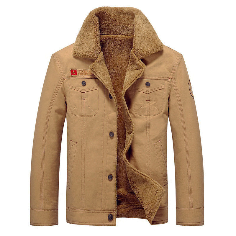 Herren Canvas-Truckerjacke mit Teddyfutter, hohem Umlegekragen und Utility-Taschen Nord Taschen