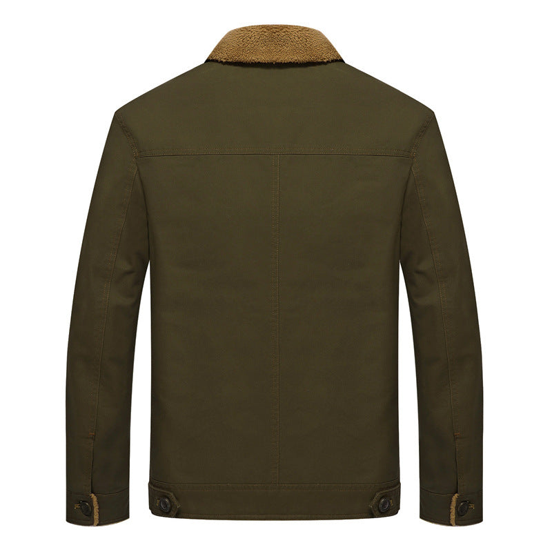Herren Canvas-Truckerjacke mit Teddyfutter, hohem Umlegekragen und Utility-Taschen Nord Taschen