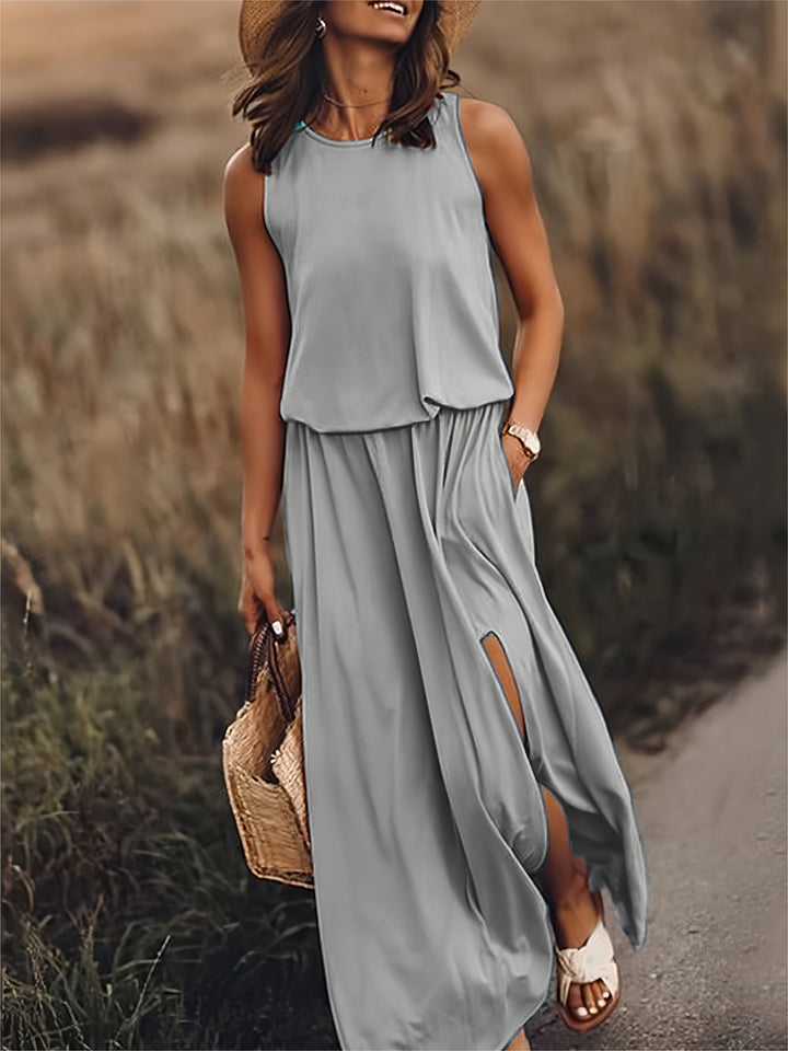 Hüftfallendes Maxikleid mit Schlitz