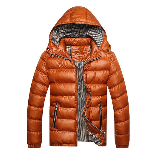Herren Wattierte Kapuzen-Steppjacke mit glänzender Nylonoptik und kontrastierenden Reißverschlüssen Nord Taschen