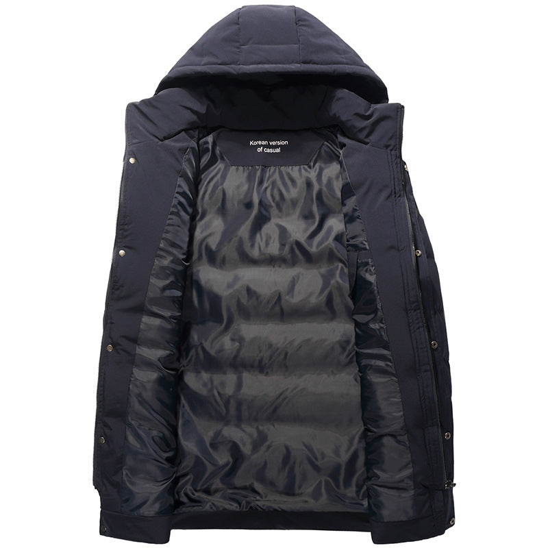 Herren Mittellanger Steppparka mit Kapuze und winddichter Thermoisolierung Nord Taschen