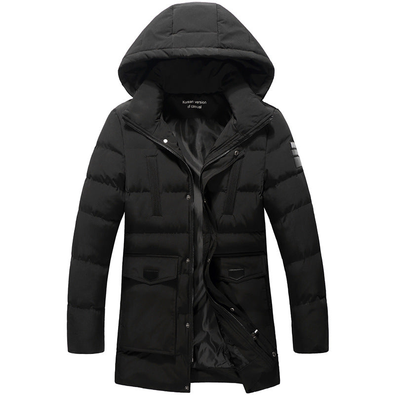 Herren Mittellanger Steppparka mit Kapuze und winddichter Thermoisolierung Nord Taschen