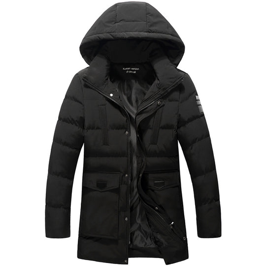 Herren Mittellanger Steppparka mit Kapuze und winddichter Thermoisolierung Nord Taschen