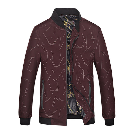 Herren Leichte Bomberjacke mit Allover-Linienmuster, glänzendem Druckfutter und Reißverschlusstaschen Nord Taschen