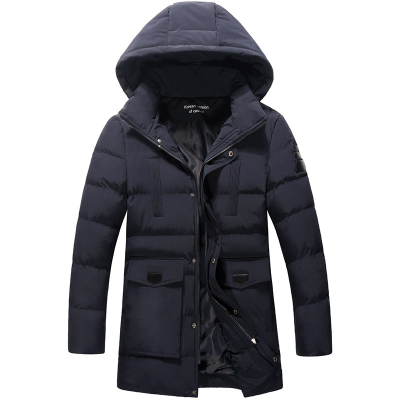 Herren Mittellanger Steppparka mit Kapuze und winddichter Thermoisolierung Nord Taschen