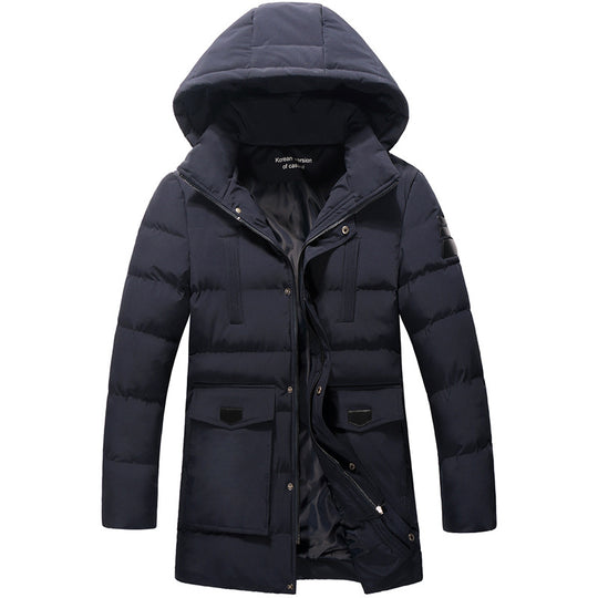 Herren Mittellanger Steppparka mit Kapuze und winddichter Thermoisolierung Nord Taschen