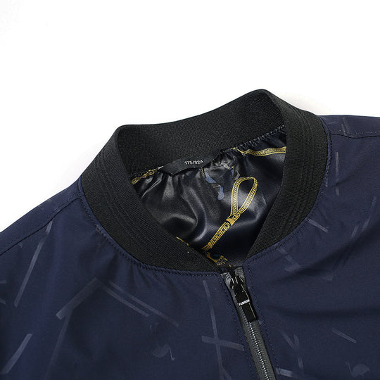 Herren Leichte Bomberjacke mit Allover-Linienmuster, glänzendem Druckfutter und Reißverschlusstaschen Nord Taschen