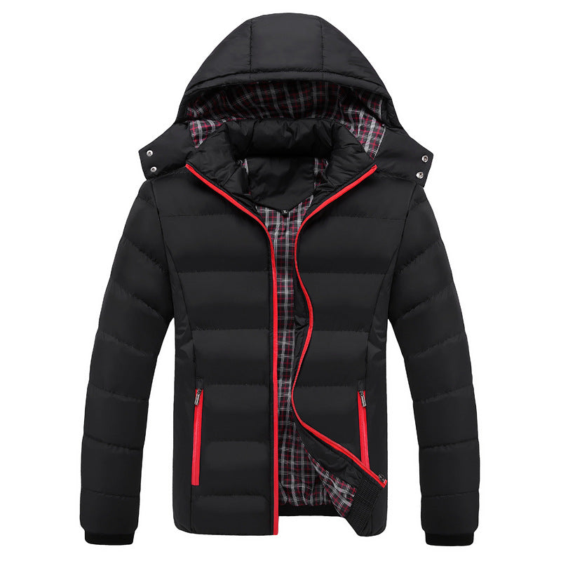 Herren Gesteppte Kapuzen-Steppjacke mit karierter Innenfütterung und Kontrastreißverschluss Nord Taschen