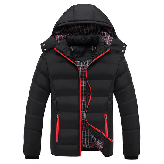 Herren Gesteppte Kapuzen-Steppjacke mit karierter Innenfütterung und Kontrastreißverschluss Nord Taschen