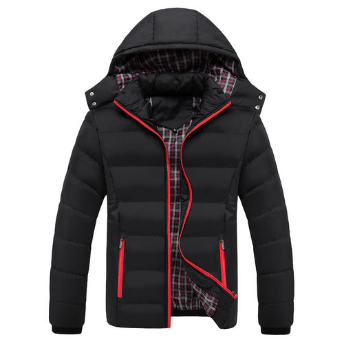 Herren Gesteppte Kapuzen-Steppjacke mit karierter Innenfütterung und Kontrastreißverschluss Nord Taschen