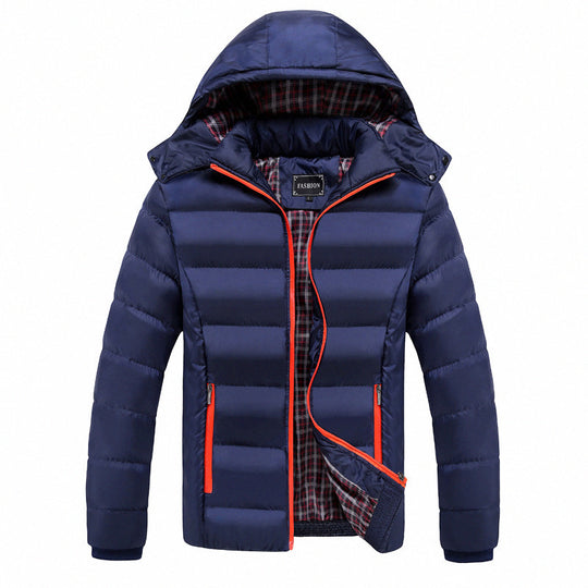 Herren Gesteppte Kapuzen-Steppjacke mit karierter Innenfütterung und Kontrastreißverschluss Nord Taschen
