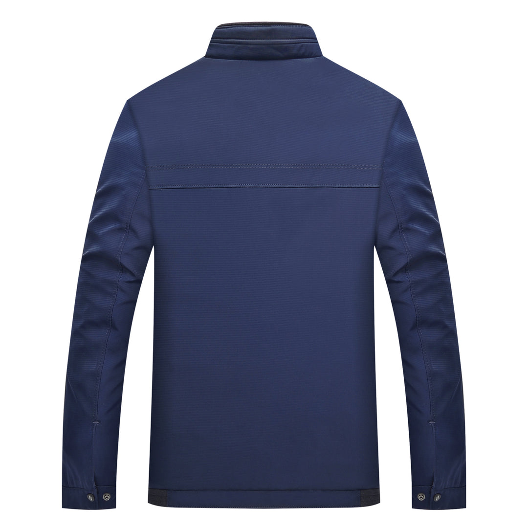 Herren Schlanke Stehkragen-Übergangsjacke mit Reißverschluss, wasserabweisender Außenfläche und geometrischem Futter Nord Taschen